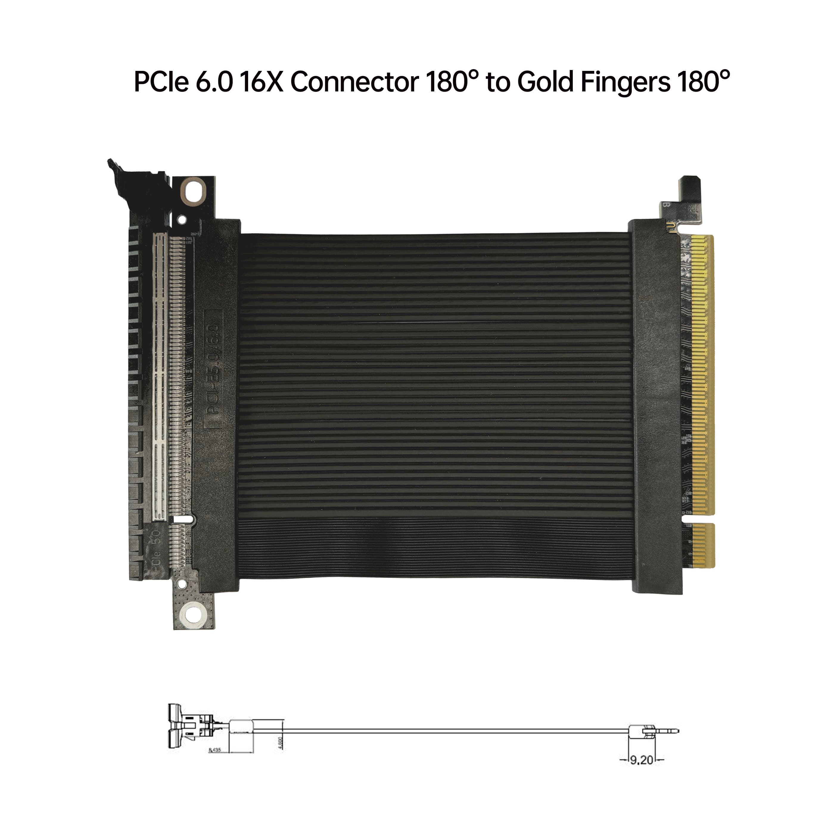 PCIe 6.0 16X 連接器180°  對 金手指180°