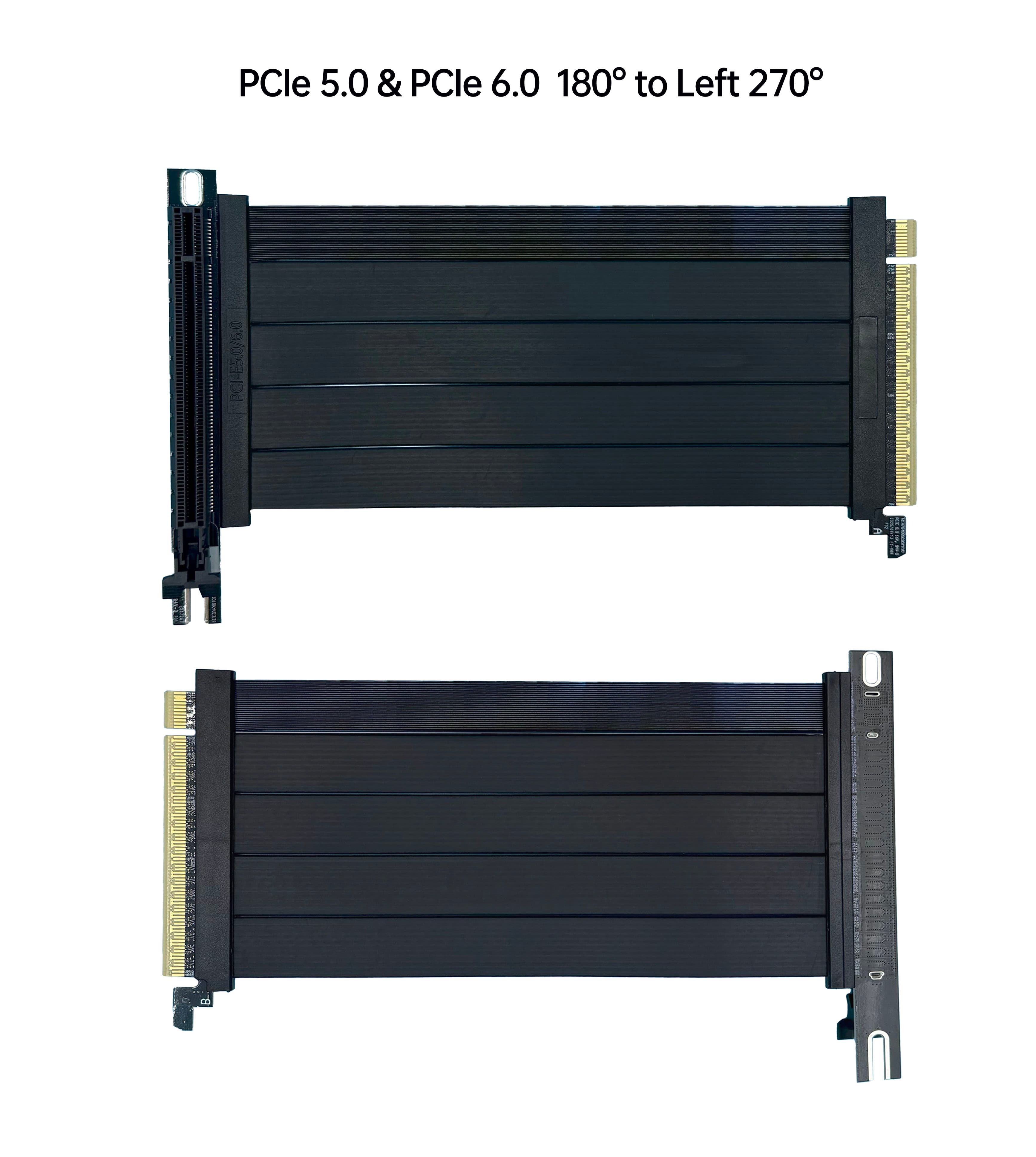  PCIe 5.0 & PCIe 6.0金手指180°對 卡扣式連接器 270°