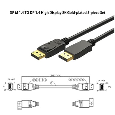 DP M 1.4 TO DP 1.4 High Display 8K Gold-plated 5-piece Set