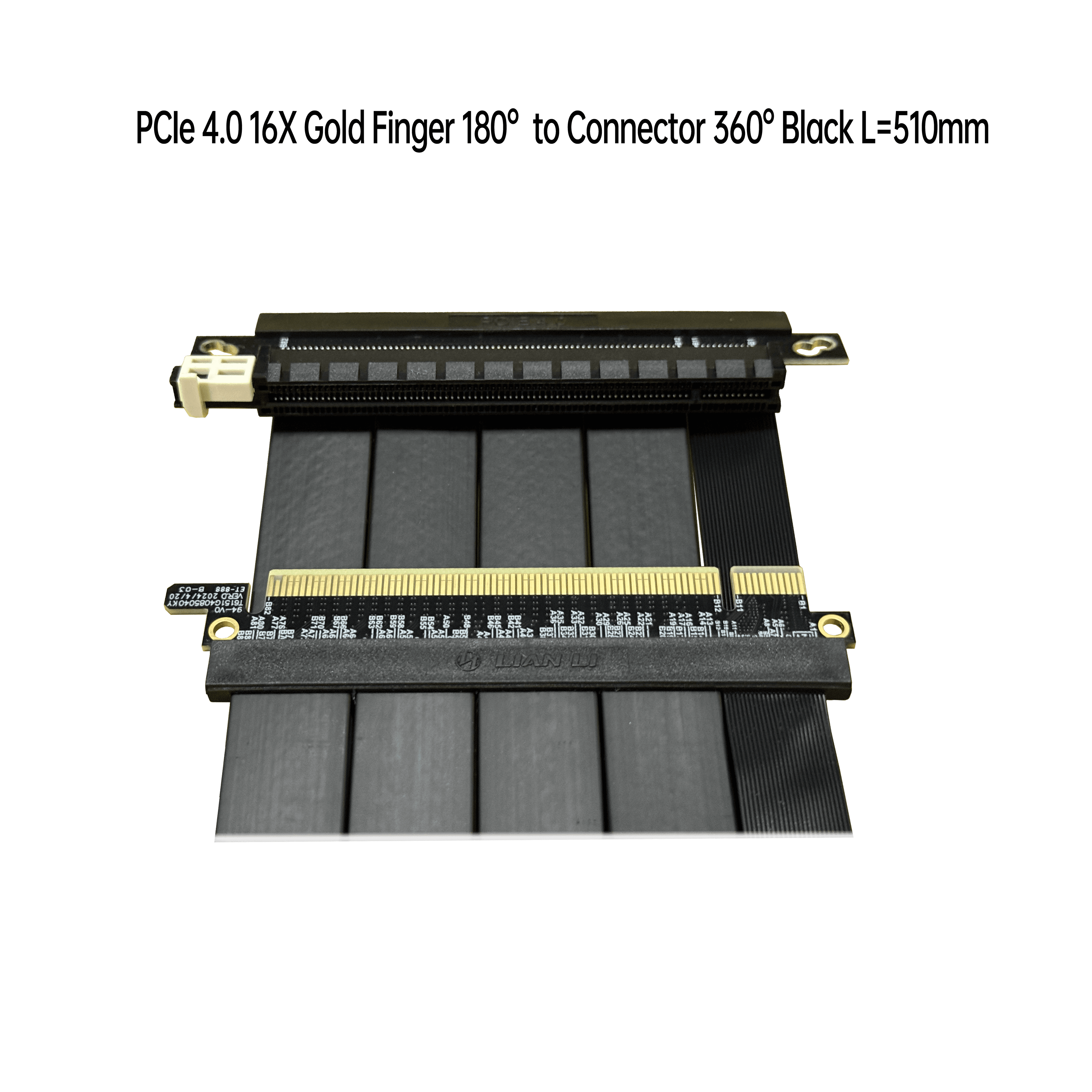 PCIe 4.0 16X 金手指 180° 對 連接器 360° 黑 L=510mm