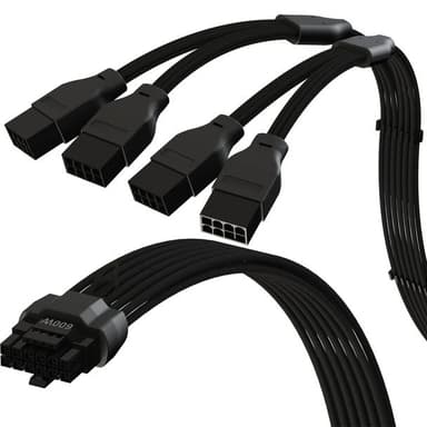 600W PCIe 5.0 16Pin（12+4）大电流电源线16AWG，尼龙编网 4x8Pin PCIe 4.0 PSU |与RTX40和RTX30 FE GPU兼容