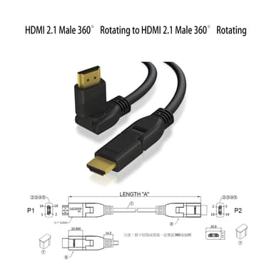HDMI 2.1 Male 360° Rotating to HDMI 2.1 Male 360° Rotating